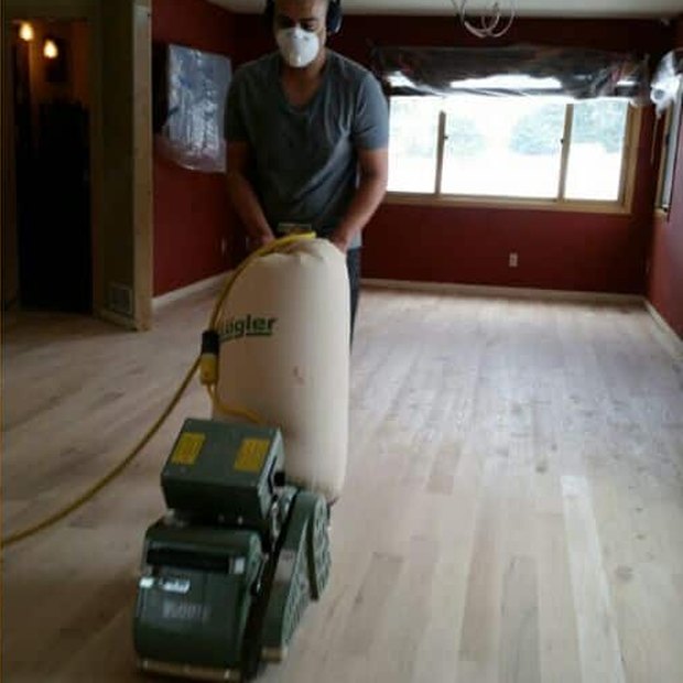 Dustless collection bag on a Denver refinishing job